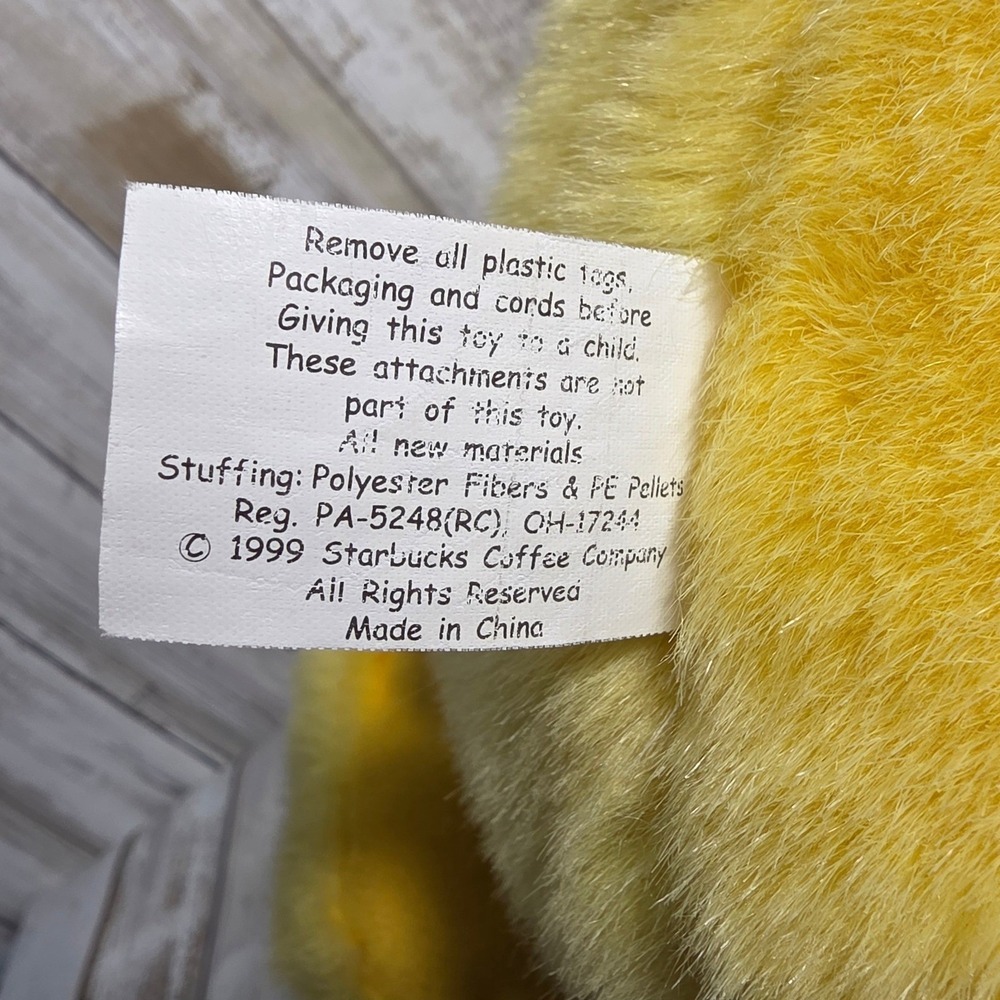Starbucks Bearista Bear 6th Edition 1999 Yellow Duck Costume Plush 19 Inch - Picture 7 of 8